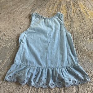 Gap chambray sleeveless top peplum hem eyelet hem high neck XS